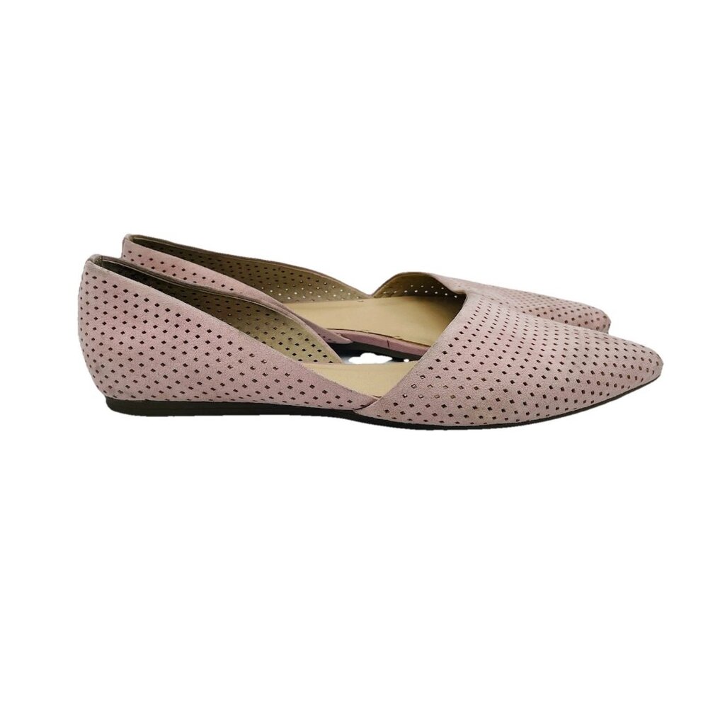 Franco Sarto Shoes Womens Size 7.5 M Pink D'Orsay Suede Honey2 Perforated Flats